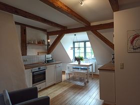 Die geräumige Küche der Wohnung "Ueckermünde".

